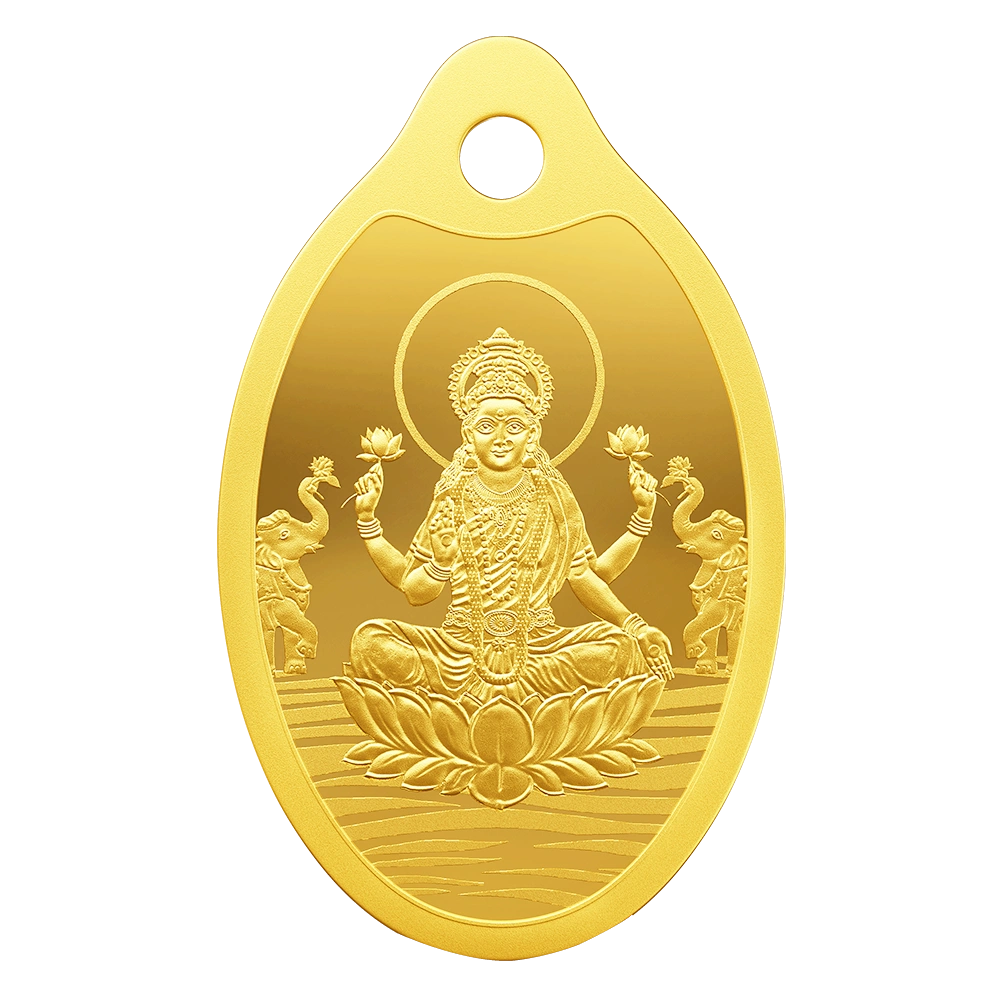 24K (999.9+) Purest 2 g Laxmi Gold Oval Coin